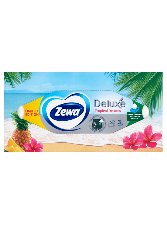 Zewa Deluxe Tropical Dreams dobozos illatmentes papír zsebkendő 3 rétegű 90 db