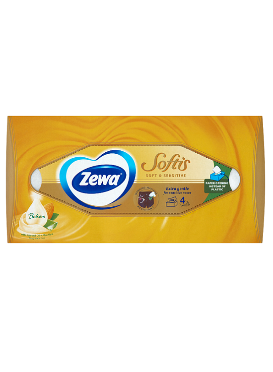 Papír zsebkendő box Softis, Soft&Sensitive, 4 rétegű, 80 db