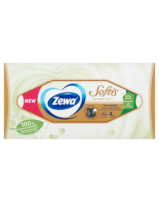 Papír zsebkendő box Softis, Natural Soft, 4 rétegű, 80 db